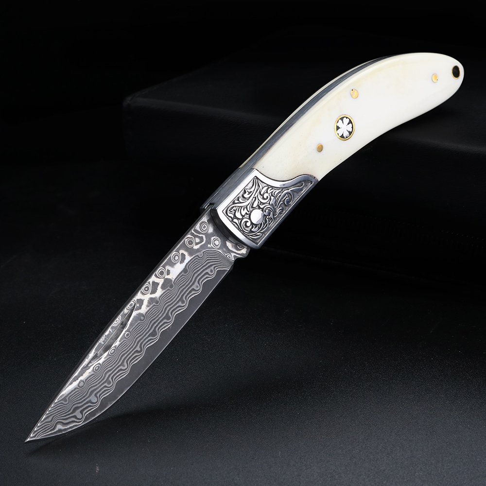 Bone Folder Tool - Boğa Kemiği Şeklinde Şam Çelik Katlanır