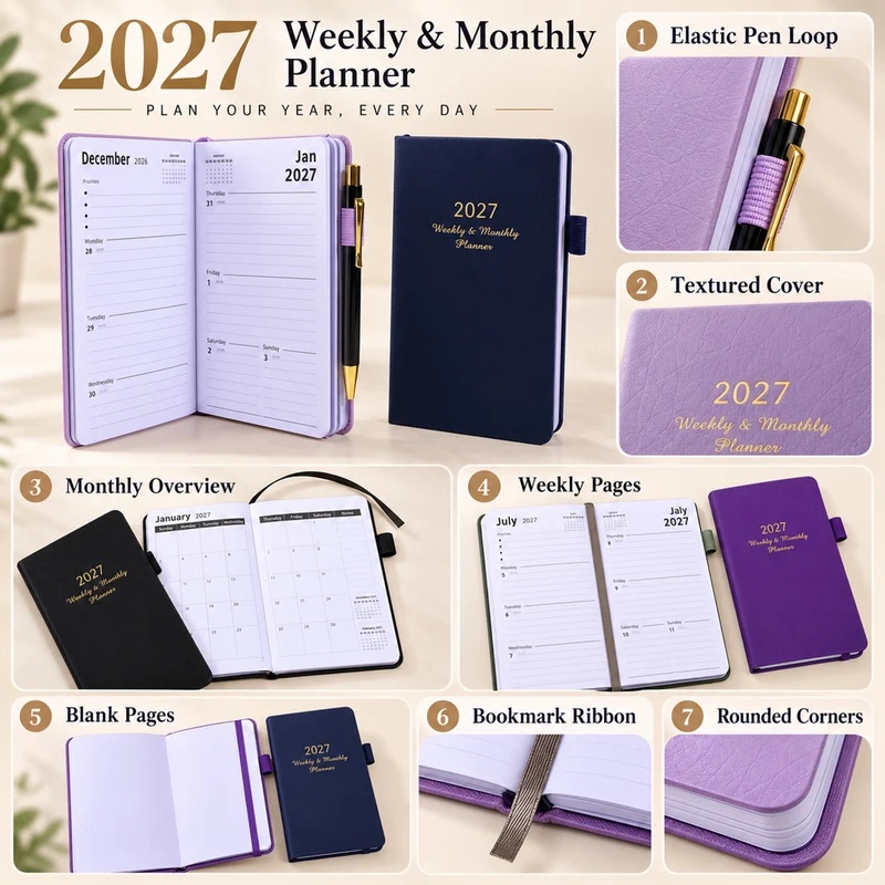 2027 Haftalık ve Aylık Planlay - Leather Work Diary Covers incelemesi ve fiyatı